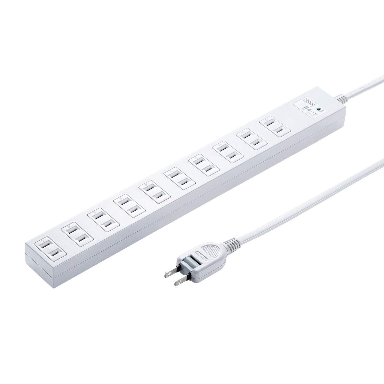

Sanwa Supply Power 10 Outlets Lightning Centralized Backed Dust Prevention Swing Plug TAP-SP217-1 Strip, (2P), 1m, Guard, Switch, Magnet, Shutter, білий