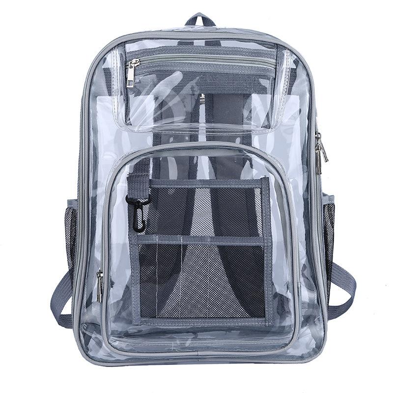 

Transparent Waterproof Double-Shoulder Bag for Junior and Senior High School Students Large Capacity Korean Style Simple Casual PVC School Backpack 44cm*30cm*16cm серый