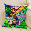 BBritto Art Design Abstract Cushion Cover Silky Short Plush Invisible Zipper Dustproof Sofa Pillow Case For Home Decor