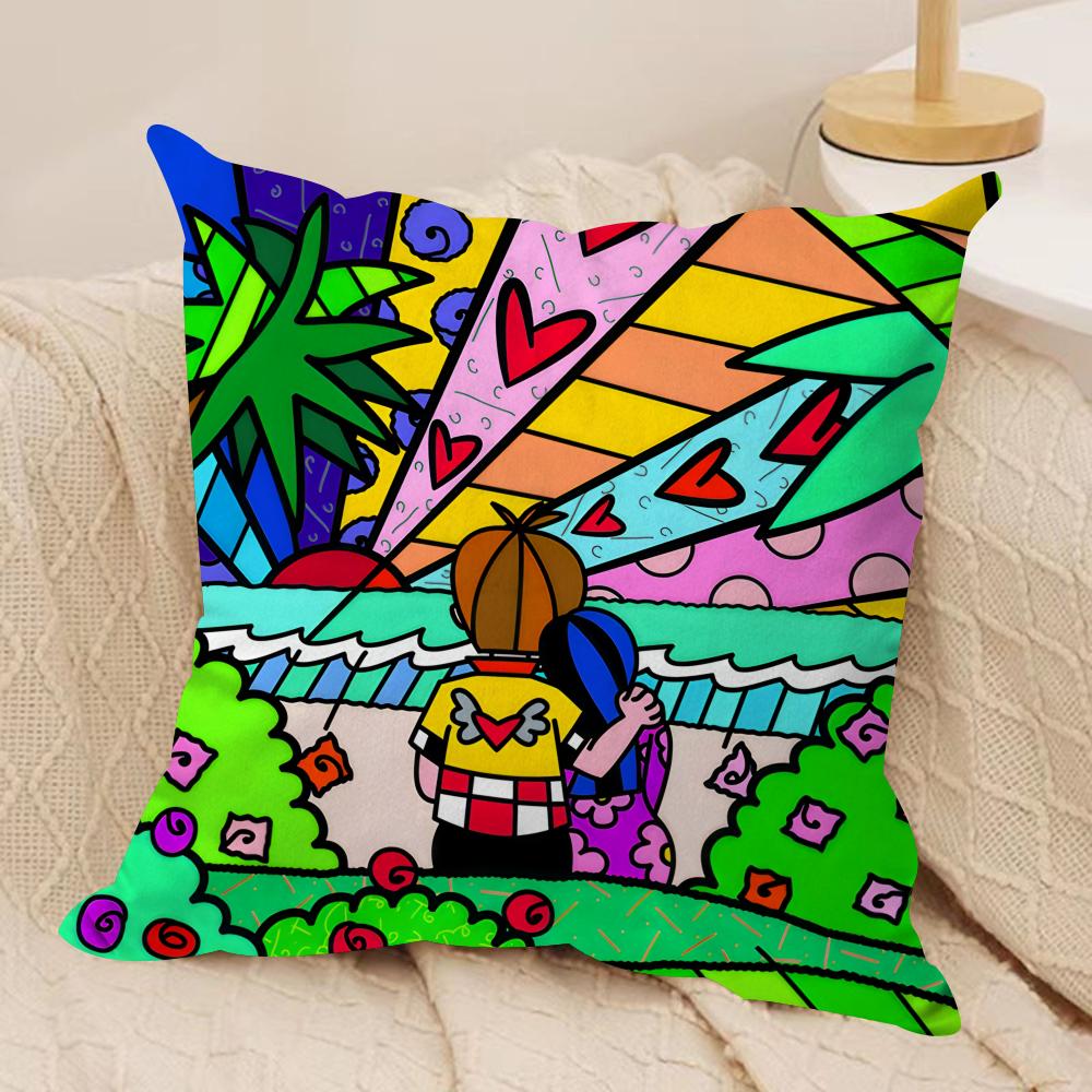 BBritto Art Design Abstract Cushion Cover Silky Short Plush Invisible Zipper Dustproof Sofa Pillow Case For Home Decor