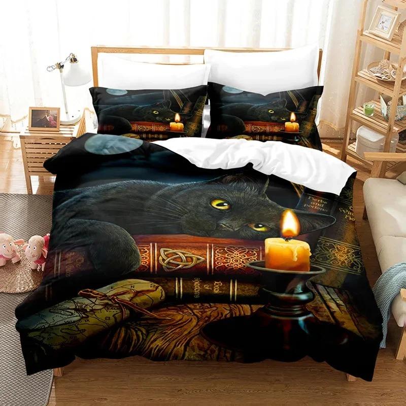 Cat Duvet Cover Set Cat Lover Gifts Bedding Set Microfiber Cute Kitten Pattern Animal Theme Double Queen King Size Quilt Cover