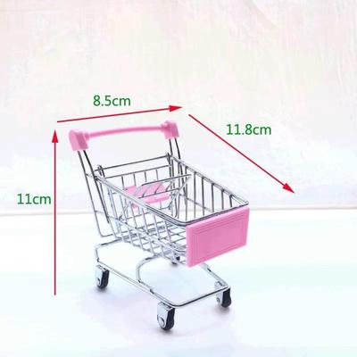 Kreativ 1:48 Mini-Supermarkt-Einkaufswagen-Wagen Schreibtischmodell Spielzeug für Kinder Heimdekoration Miniaturspielzeug