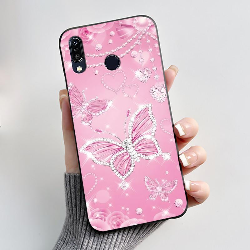 For Asus Zenfone Max (M1) ZB555KL Max Pro (M1) ZB601KL ZB602K Case Soft Silicone Black Cover Cute Flower Cartoon Phone Casing