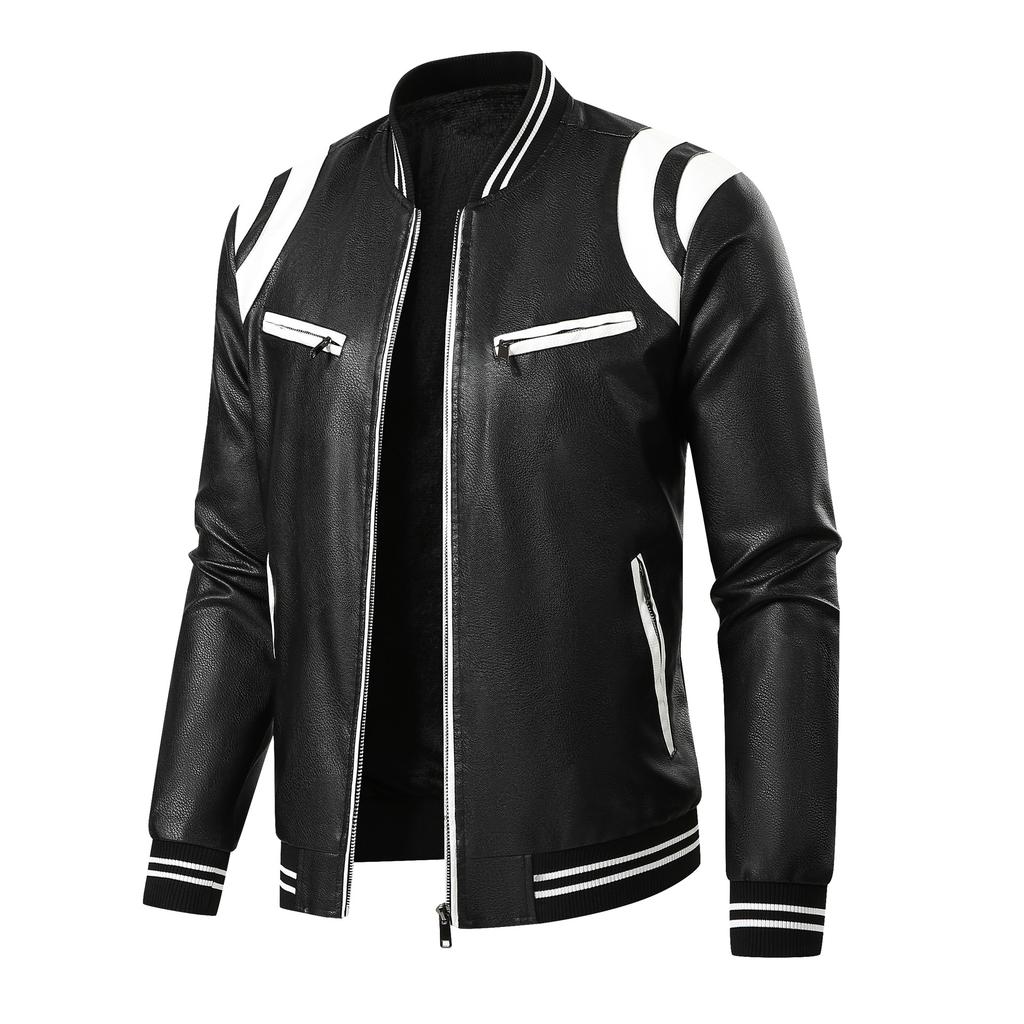 Autumn stand-up collar new men's leather jacket casual jacket fashionable and thin American men's clothing top coat