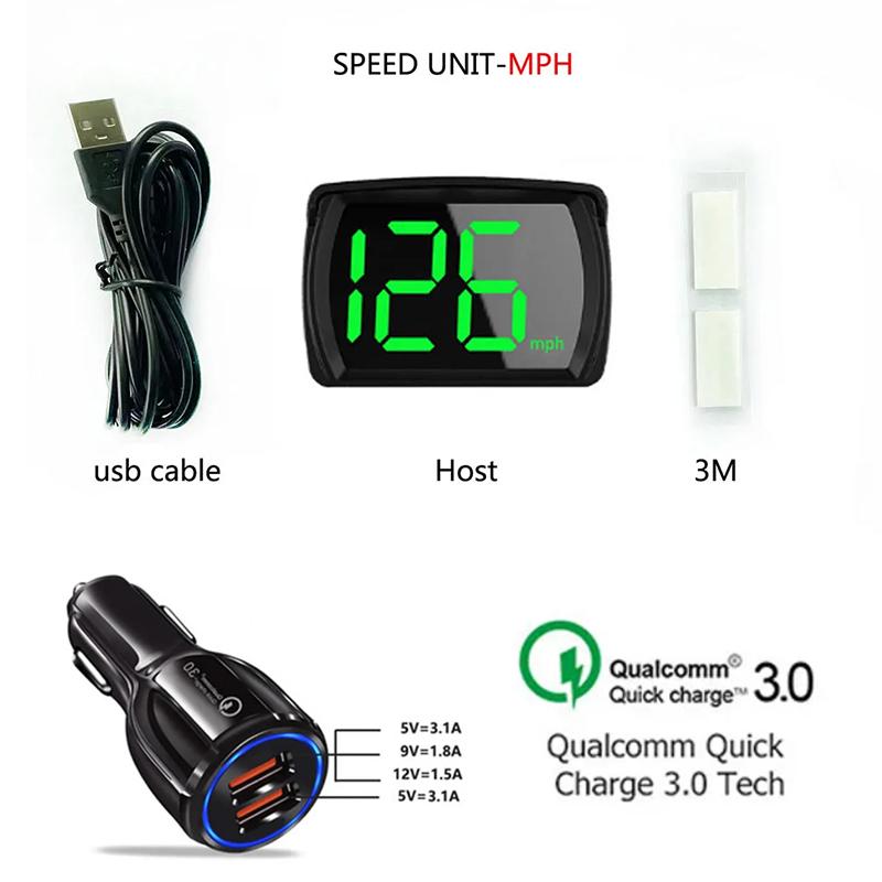 Universal Car Head-up Display GPS Mph Km/h HUD Digital Speedometer Head Up Display Big Font Speed Real Time Meter KMH All Car