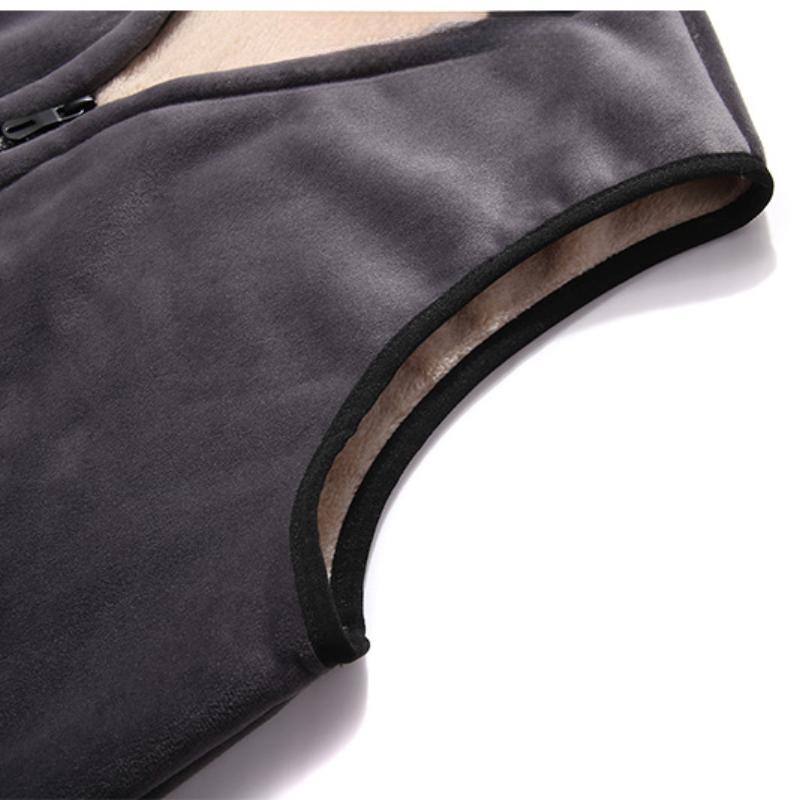 Men's Fleece-Lined Plus Size Vest Dad's Outfit Home Casual Vest Autumn Winter Warm Cold-Proof Inner Wear Casual Sleeveless Vest