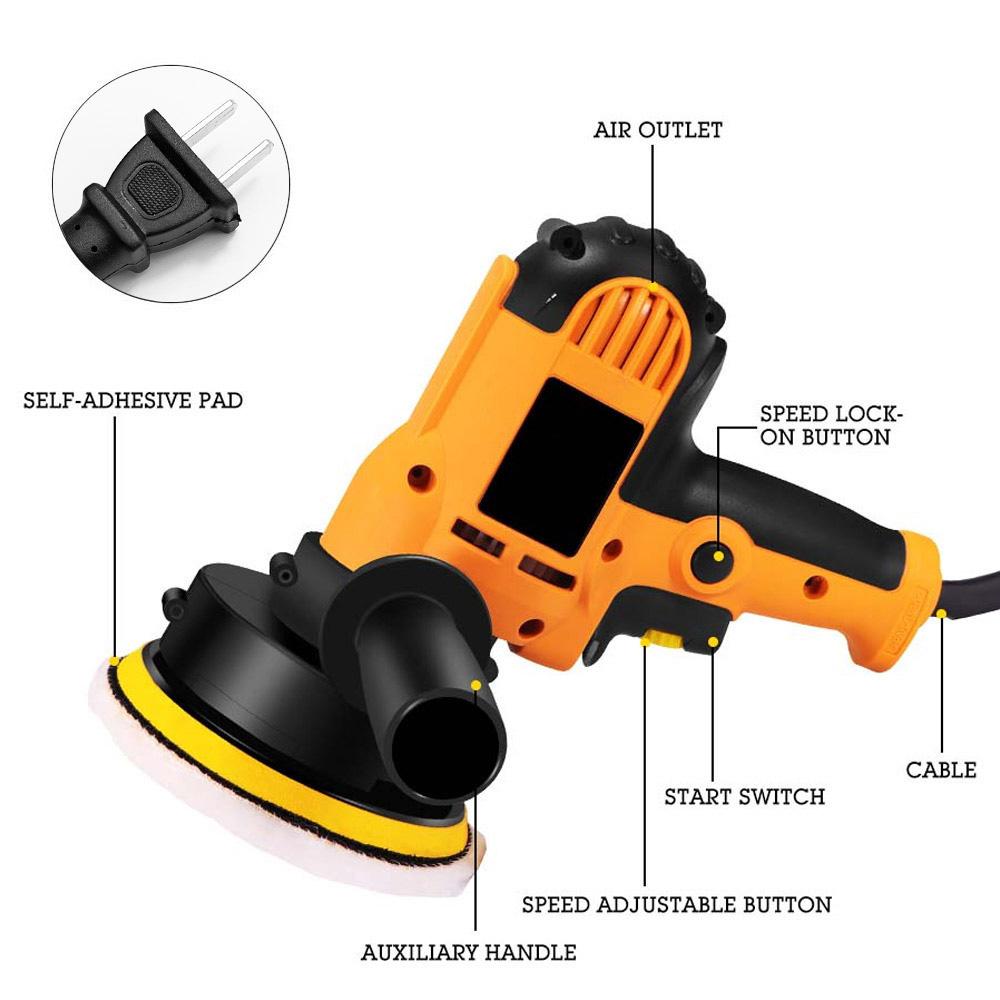 Electric Buffer Polisher 6 Inch for Polishing Sanding Waxing Variable Speed 600 3600RPM Detachable Handles with