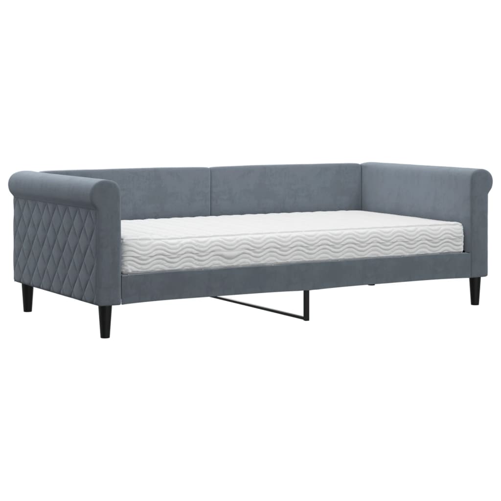 Vidaxl Sofa Z Materacem Do Spania, Ciemnoszara, 90X190 Cm, Aksamit