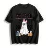 Halloween Süßer Geist Druck Oberteil Retro Karomuster Festival T-Shirt Reines Baumwoll-T-Shirt
