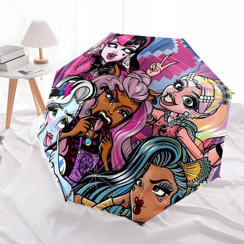 Monster High S Automatic Opening and Closing, 8 Rib Structure Portable Umbrella, Suitable for Men and Women In All Seasons  Perfect Gift for