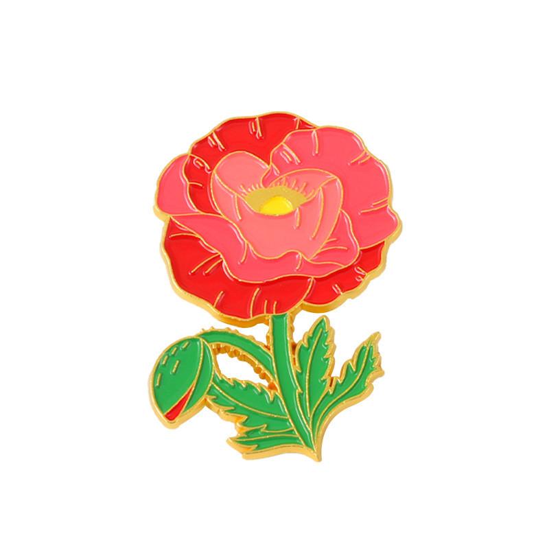 Unique Flower Shaped Brooches In Bright Colors Of Sweet Pea Poppy Marigold Rose And Carnation For Stylish Personal Accessories