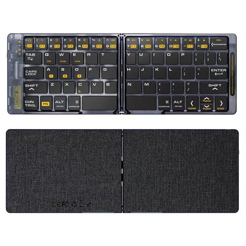 Portable Foldable Transparent Bluetooth Keyboard for Mobile Devices чёрный