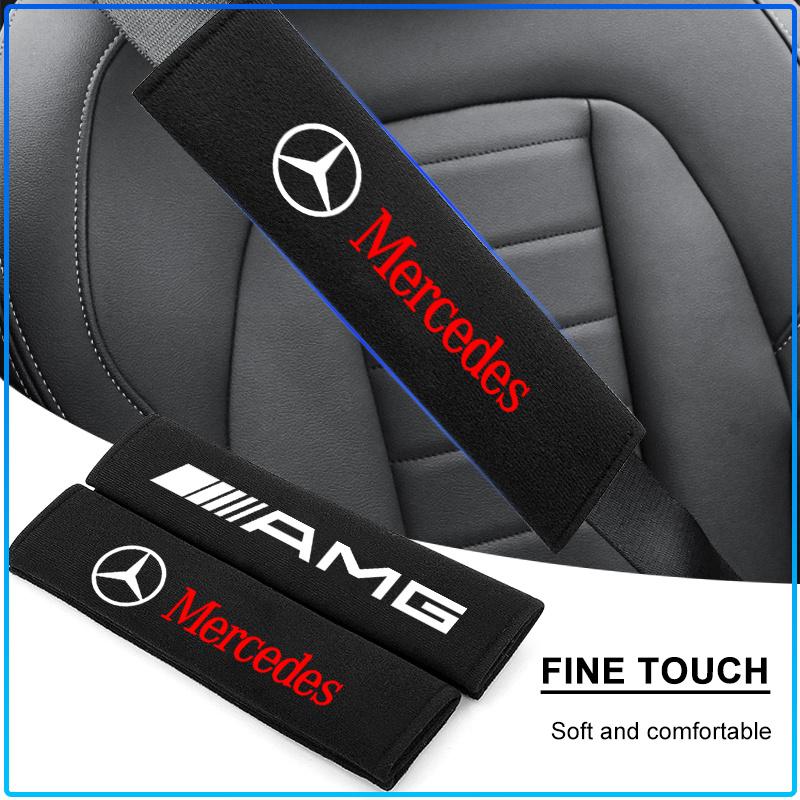 AABIF1 2Pcs Car Seat Belt Shoulder Pad Protective Cover Car Accessories For Mercedes Benz E260 E200 E300 W205 W212 W166 W176 W242 AMG