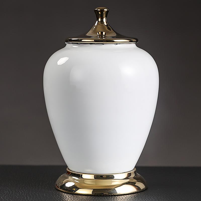 Plating Ceramic Jar with Lid Porcelain Sealed Coffee Tea Jar Porcelain Painted Gold Storage Jar Bottle Container Home Decoration