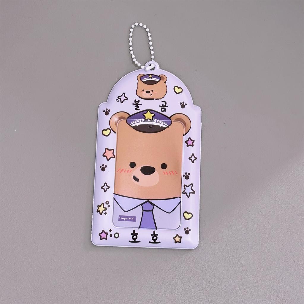 Cute Animal Photocard Holder K-Pop Idol Photo Card Sleeves With Keychain Id Badge Holder Card Protector Anime Game Peripheral Set