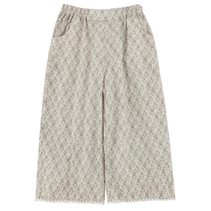 Girls Retro Floral Cropped Wide-Leg Cotton Pants 150 cm