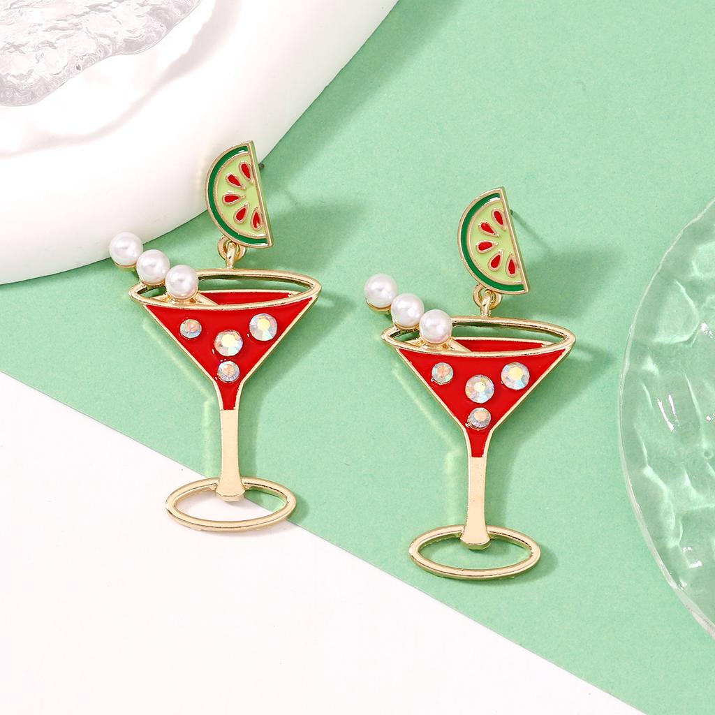 Amazon Cross-border E-commerce New Multi-color Goblet with Diamonds, Light Luxury and Versatile Earrings, Yiwu Jewelry Women