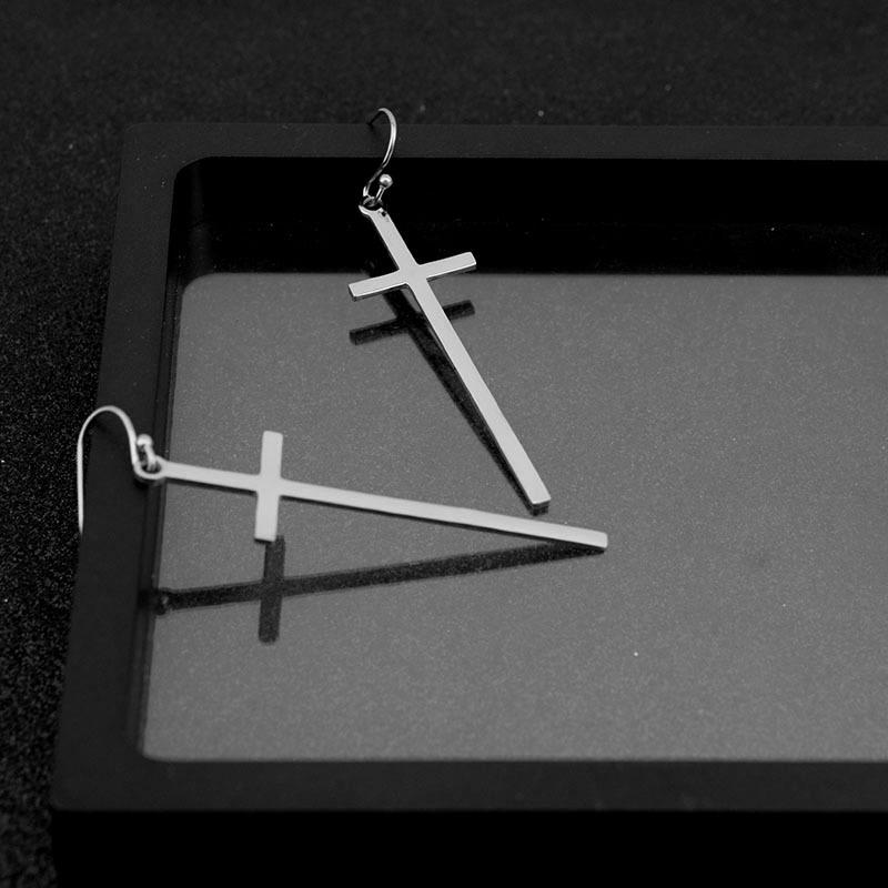 Vintage Lange Kreuz Ohrringe Für Damen Herren Accessoires Haken&Creolen Piercing Edelstahl Ohrring Arracadas Edelstahl
