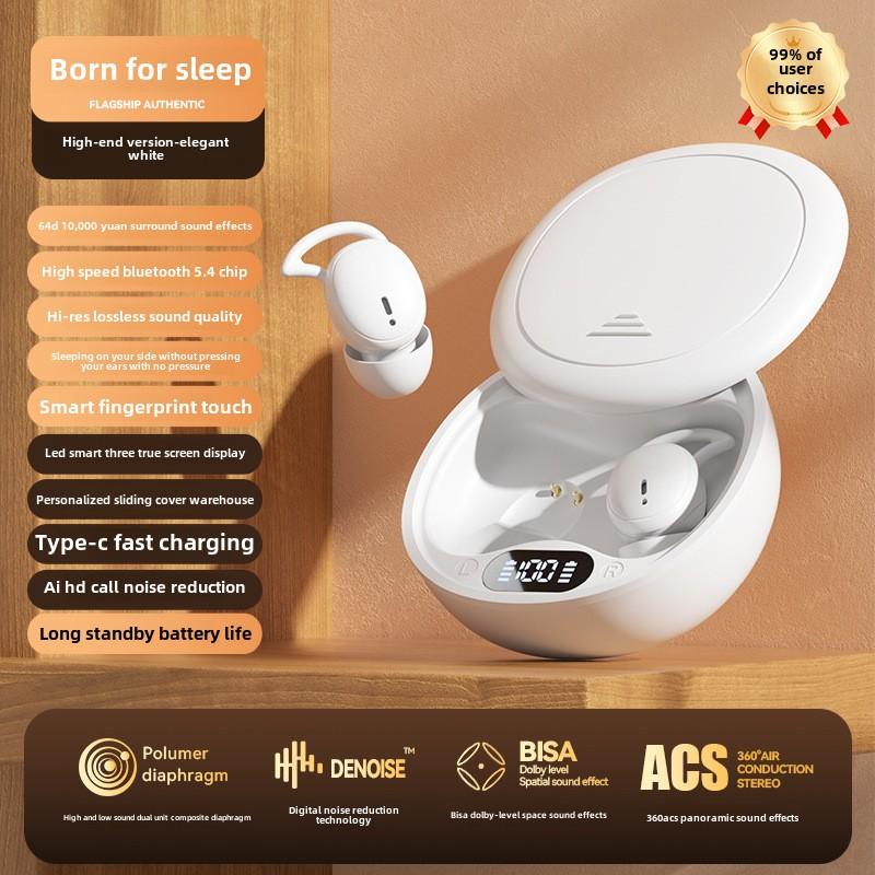 Slide-out TWS Bluetooth Headphones Wireless In-ear Noise-cancelling Heavy Bass Side Sleep Headphones