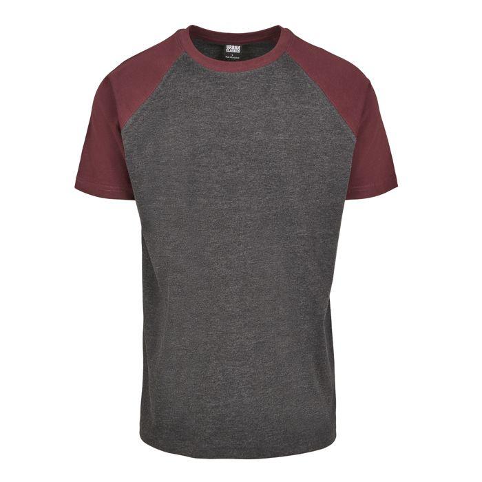 T-shirt - URBAN CLASSICS - Raglan Contrast 2.0 - Marron foncé/Vert bouteille - 100% coton - Manches courtes