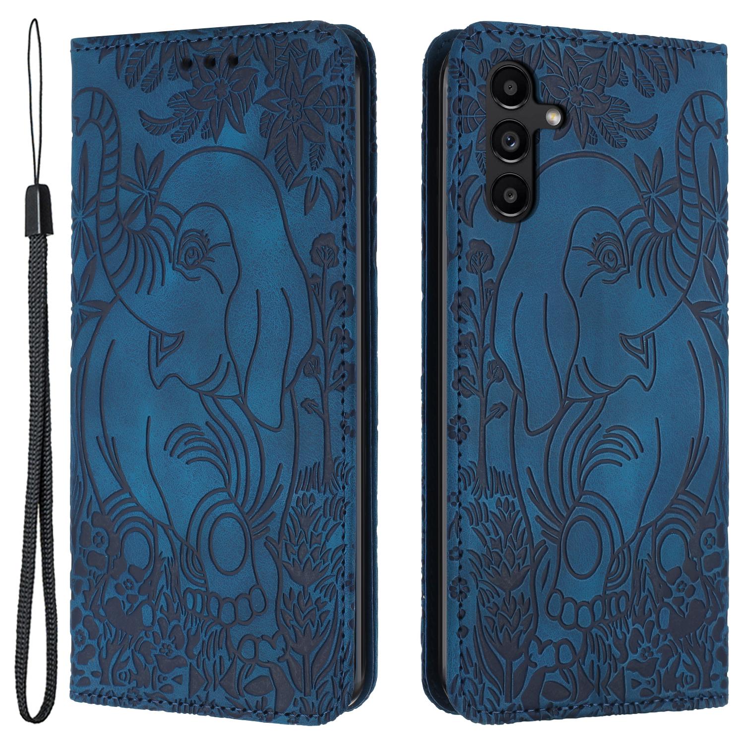 

For Samsung Galaxy A34 5G Case PU Leather Wallet Protective Phone Cover Blue