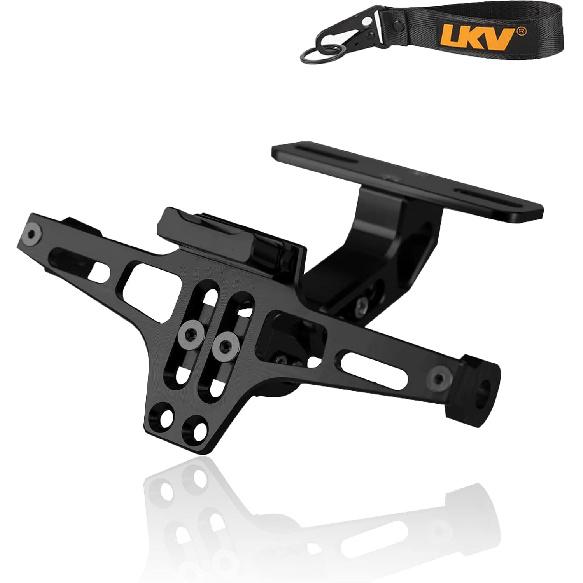 LKV Universal Motorcycle License Plate Bracket with LED Light Fender Eliminator Kit,CNC Aluminum Motorcycle License Plate Holder Mount чёрный