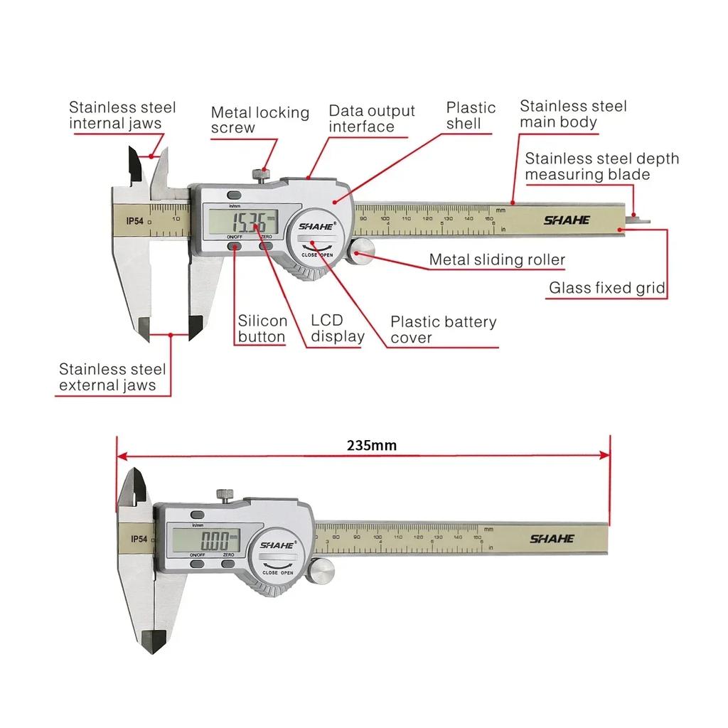 Digital Caliper 0-150 mm/6" Stainless Steel Digital Caliper Vernier Caliper Gauge Micrometer Electronic