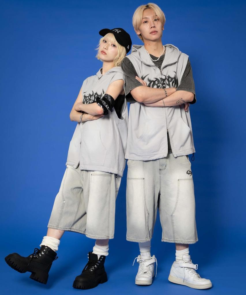 WEGO Sleeveless Graphic Zip Summer Korean Size Gray Men's Hoodie, Streetwear, Style, Gift, L,