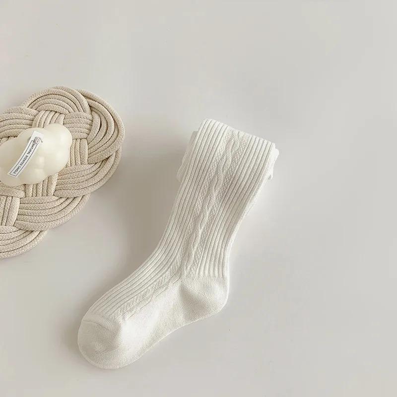 

Детские колготки в полоску, зима-осень, эластичные детские колготки для девочек, вязаные однотонные детские штаны с высокой талией для детей 0-6 лет 2-4Years(L) белый