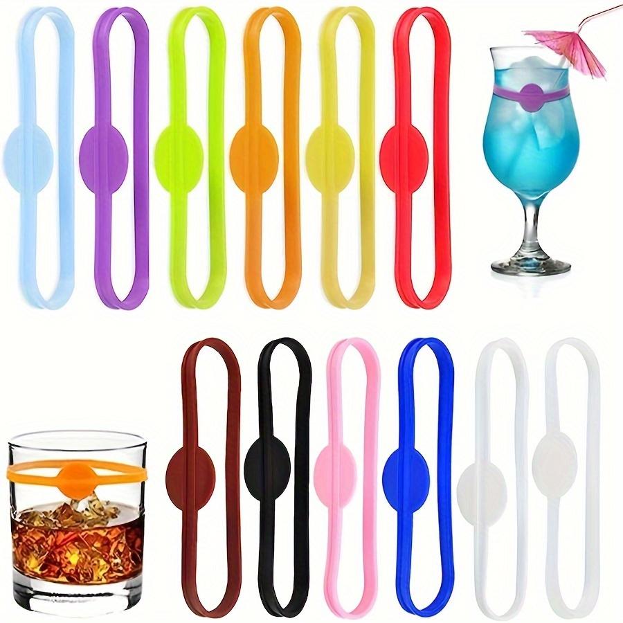12pcs Silicone Wine Glass Markers, Reusable Beverage Identification Rings for Home Bar and Party Use