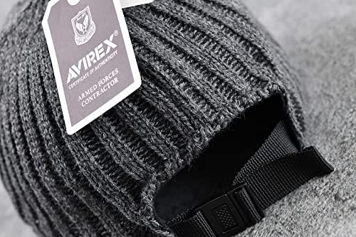 AVIREX Knit Cap, 14986700, Men's and Women's, Black and Gray, Military, American Casual, Streetwear, Outdoor (Gray (85))