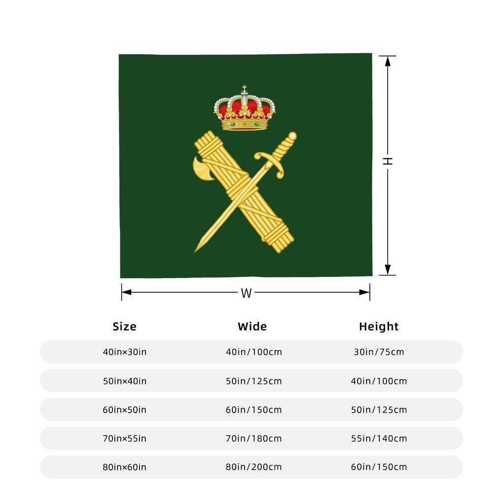 Spanish Guard Civil Logo Plush Blanket Spain Custom Throw Blankets for Home Hotel Sofa  150*125cm Bedspreads