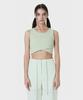 Make A Toast Cropped Cross Wrap Sleeveless Top Yellow Green Mbcsto004Yg