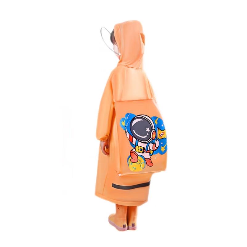 TianTang YuShen Kids PVC Astronaut Cartoon Raincoat with Backpack Slot 2XL