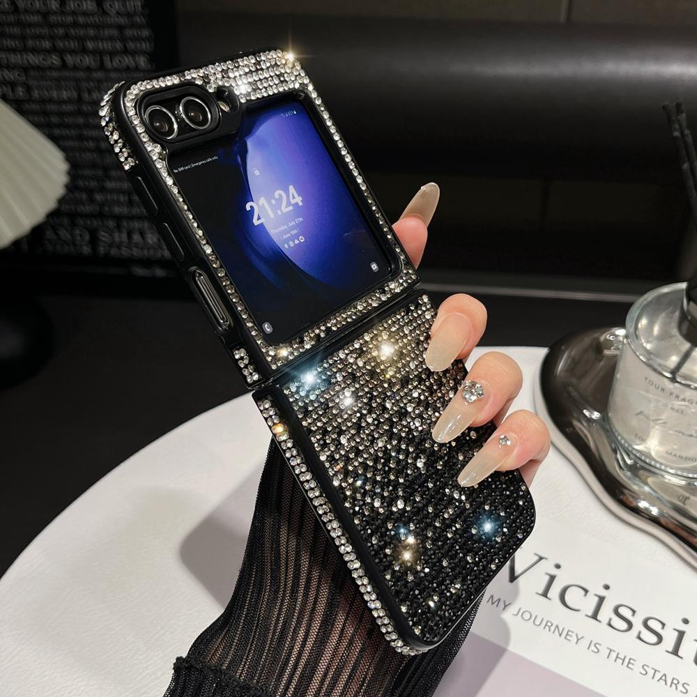 

Розкішний градієнтний чохол з блискітками та діамантами для Samsung Galaxy Z Flip 6 5 4 3 Блискучий ударостійкий жорсткий чохол зі стразами для Samsung flip6 for Samsung Z Flip 7