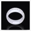 8MM Black and White Ceramic Ring with Dual Row Inlaid Diamonds for Women