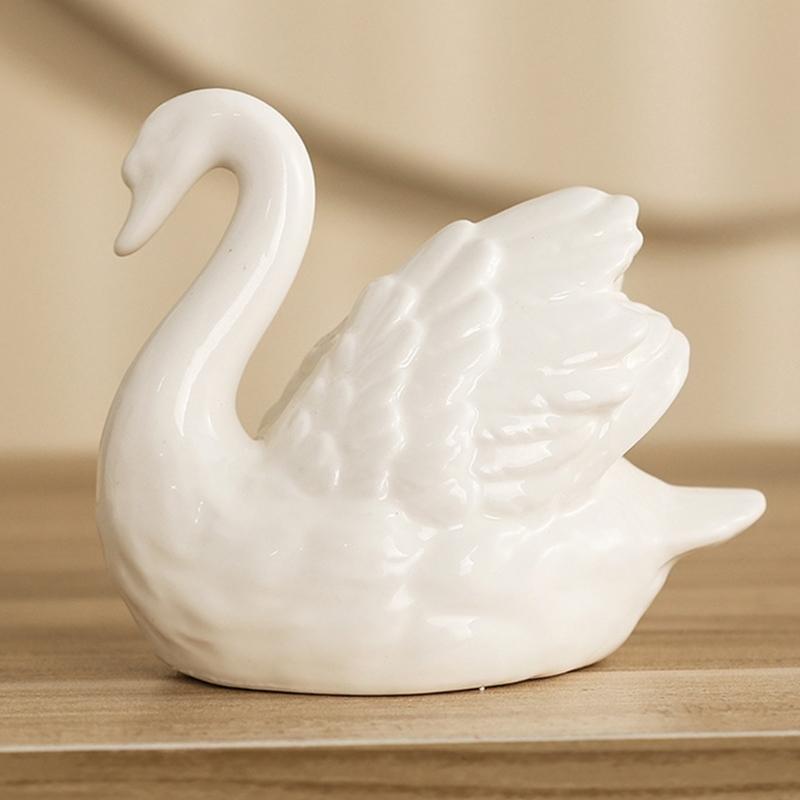 Künstlerische Keramik-Entenfigur in Schwarz oder Weiß Elegante Tierfigur für Schreibtisch-Dekoration und Heimdekoration