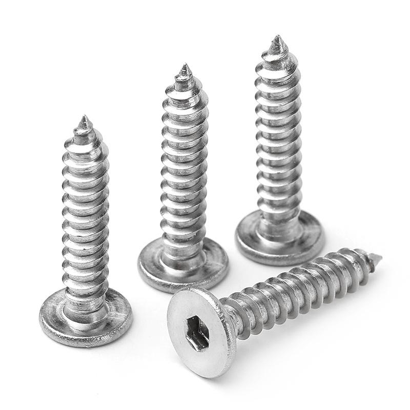 304 Stainless Steel Hex Flat Head Self-Tapping Screw (Thin Head) - Sizes M2, M3, M4, M5, M6, M8