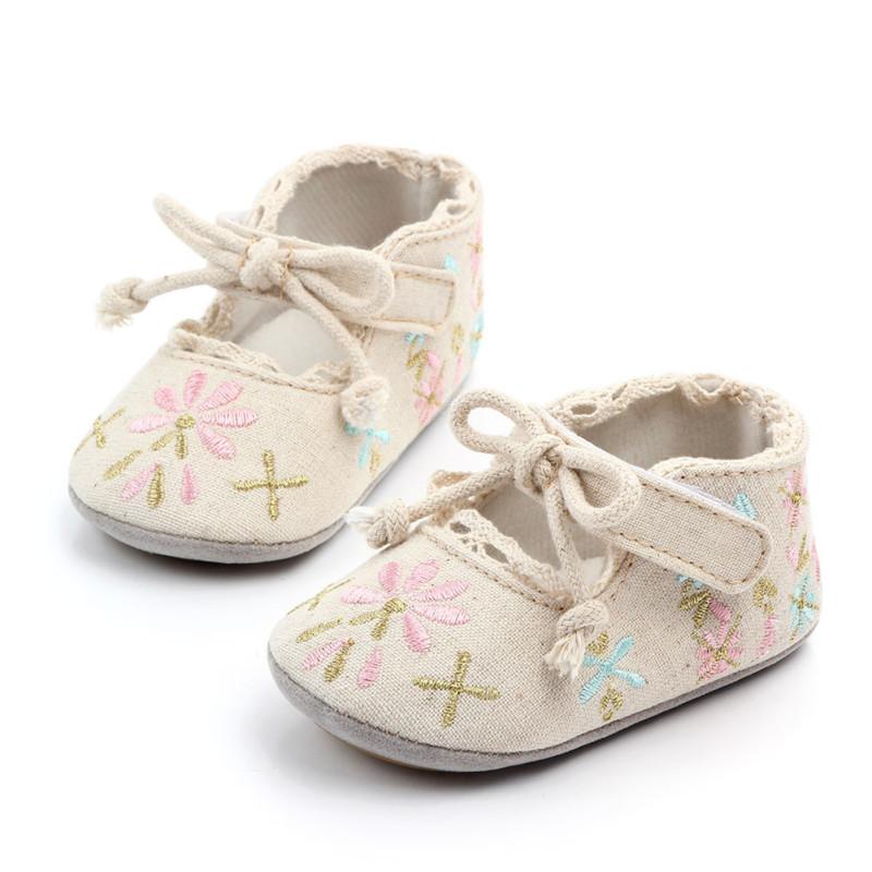 1 paar Baby Prinzessin Schuhe Baumwolle Tuch Stickerei Weiche Gummi Sohle Rutschfeste Kleinkind Schuhe Für