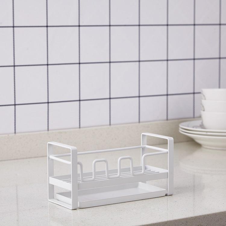 Iron Storage Rack Kitchen Bathroom Sink Sponge Drain Rack Desk Organize Box