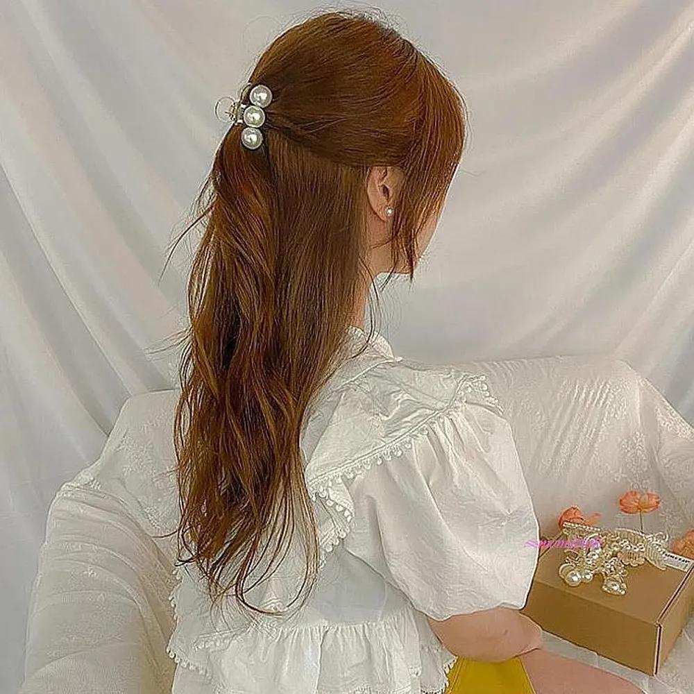 Hair clip half-up 10-piece set, large bun clip, half hair clip, updo clip, pearl-wrapped gift hair pin wte072