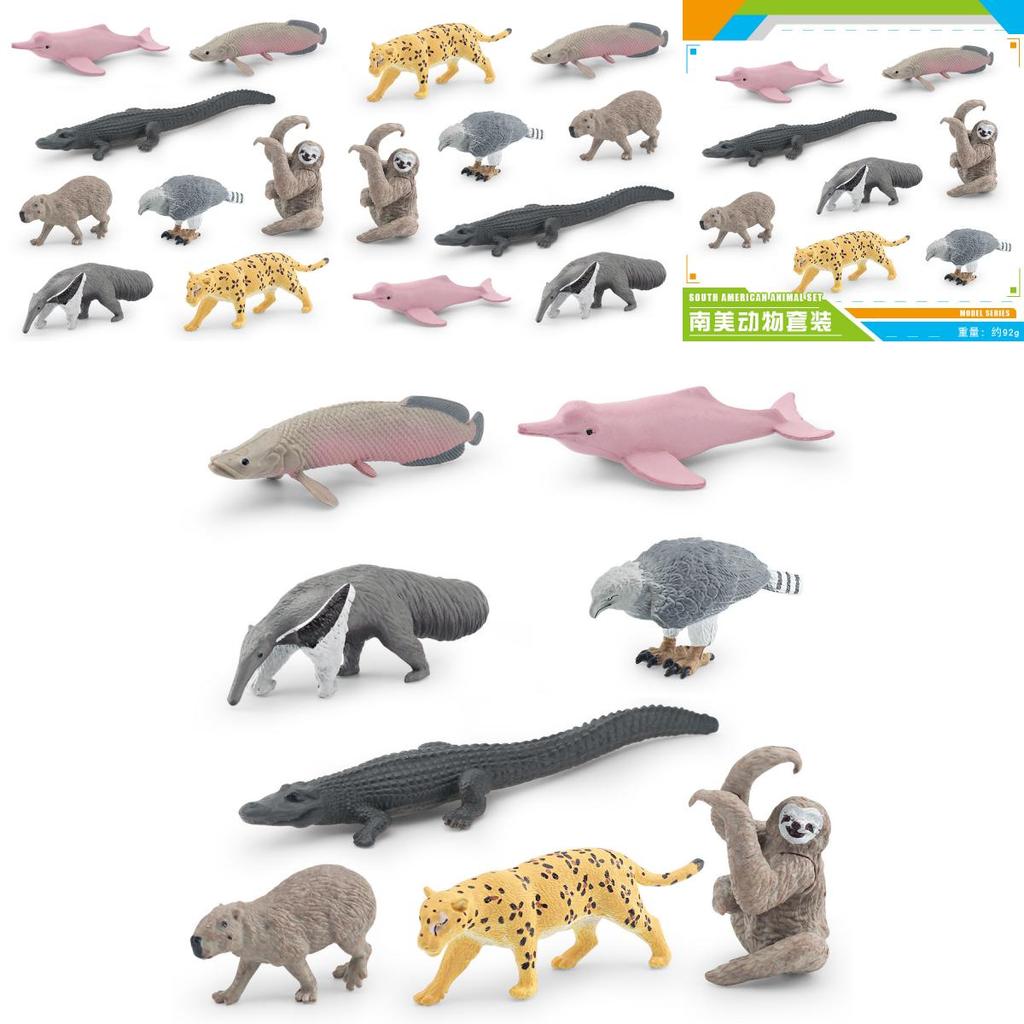 Charming South American Animal Figurine Set Of 8 Including Dolphins Jaguars And Sloths Tree