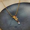 24k Gold-Plated Pearl & Zircon Flower Pendant Necklace - Retro & Versatile Design