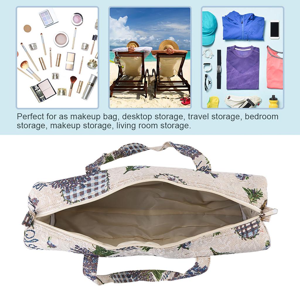 Household Fabric Crafts Knitting Needles Storage Sweater Woven Organizer Bag Purple Flower