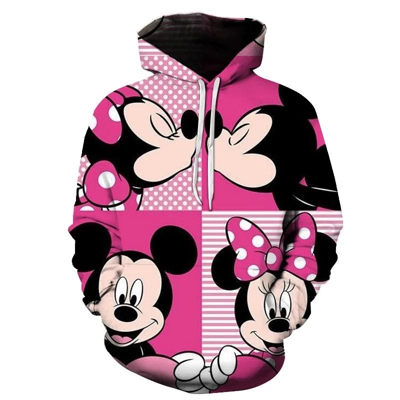 Disney-Moletons Masculinos E Femininos Minnie Mickey Mouse, Streetwear Casual De Hip-hop