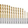 Hex Shank Titanium Twist Drill Bit, Fully Ground for Efficient Woodworking and Chip Evacuation