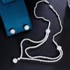 CMM Chic Dangle Drop Runde Zirkon 2 Schichten Mehrere Halskette Frauen Hochzeit Bankett Schmuck Sets Braut Kostüm Zubehör