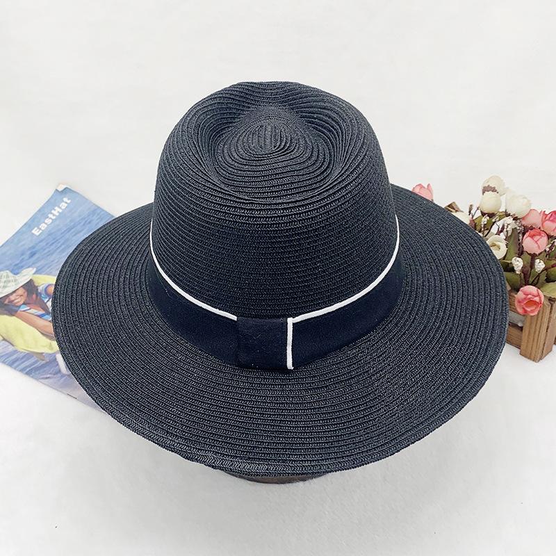 Spring and Summer Panama Straw Sunshade Top Hat for Men and Women, Beach and Jazz Style