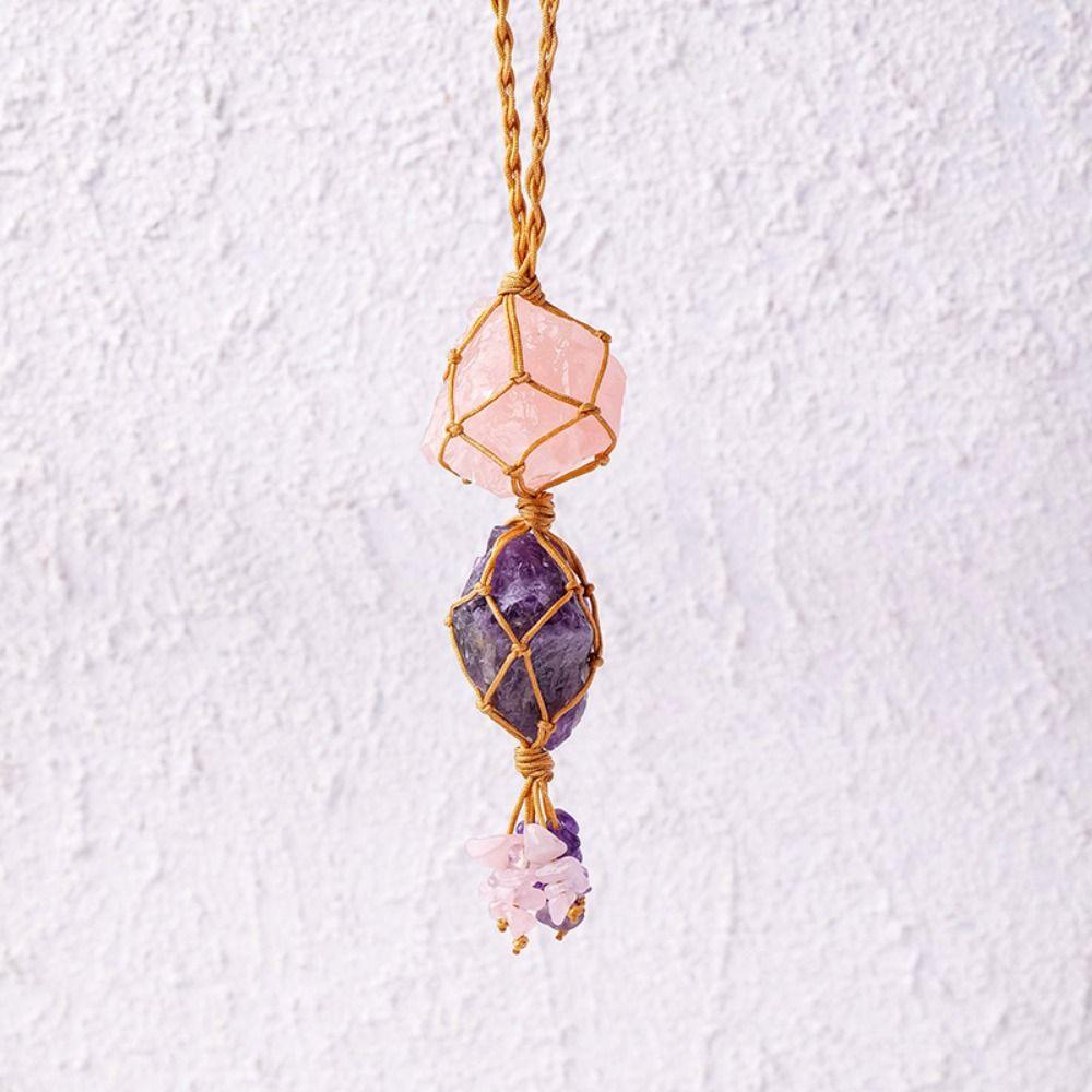 Irregular Car Crystal Pendant Charming Raw Stone Pendant Crystal Stone Hanging Ornament Car Decor
