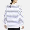 Nike Sportswear Loose Fit Striped Print Crew Neck Long Sleeve Drop Shoulder T-Shirt Women T-Shirts White DJ9305-140